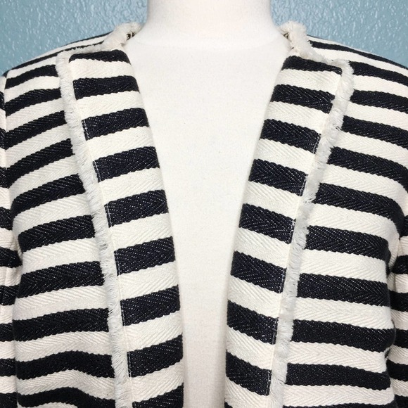 Metaphor Striped Fringe Zipper Pocket Blazer - Picture 3 of 6